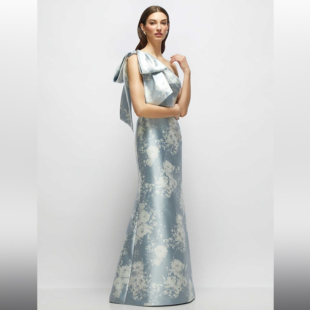 Dessy Blue Floral Jacquard Mermaid Gown NWT Size 6